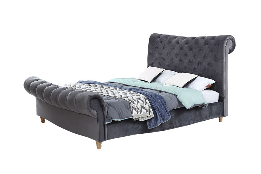 1393 Tempat Tidur Giring Headboard Tinggi Mewah Tempat Tidur Berlapis