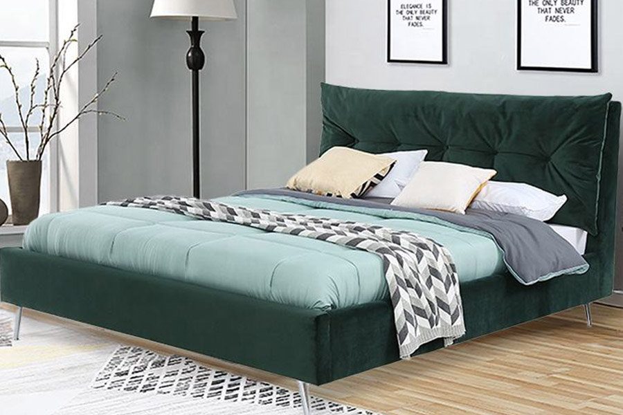 1392 Tempat Tidur Berlapis Kain Beludru Gaya Sederhana Modern