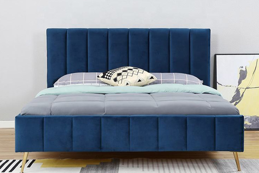 1382 Tempat Tidur Ganda Gaya Modern Tempat Tidur Berlapis Kayu Solid