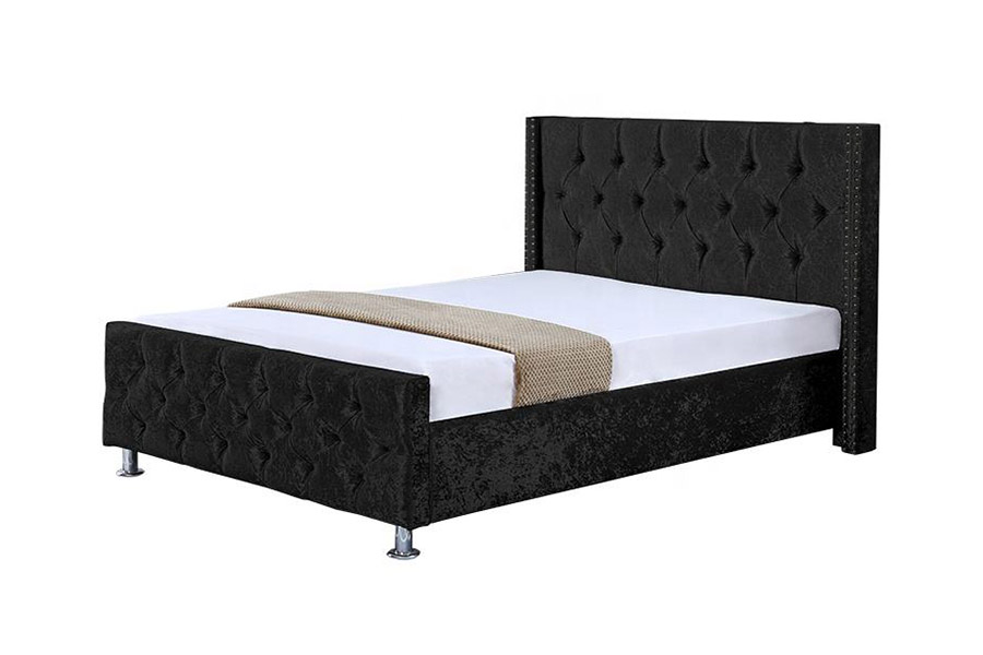 1357 Rangka Kayu Bahan Kulit Tempat Tidur Berlapis