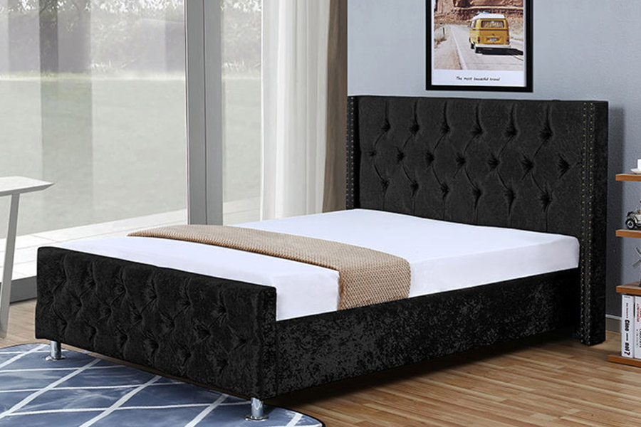 1357 Rangka Kayu Bahan Kulit Tempat Tidur Berlapis