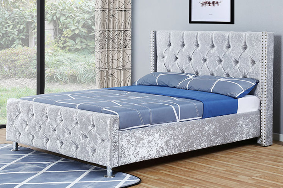 1357 Rangka Kayu Bahan Kulit Tempat Tidur Berlapis