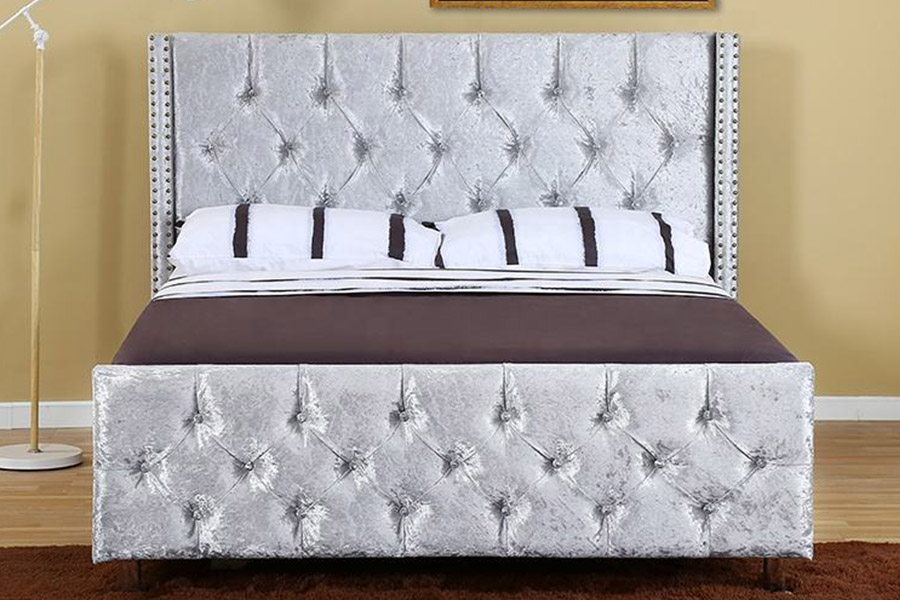 1357 Rangka Kayu Bahan Kulit Tempat Tidur Berlapis