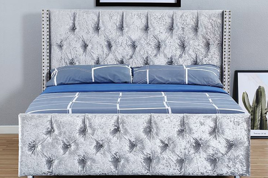 1357 Rangka Kayu Bahan Kulit Tempat Tidur Berlapis