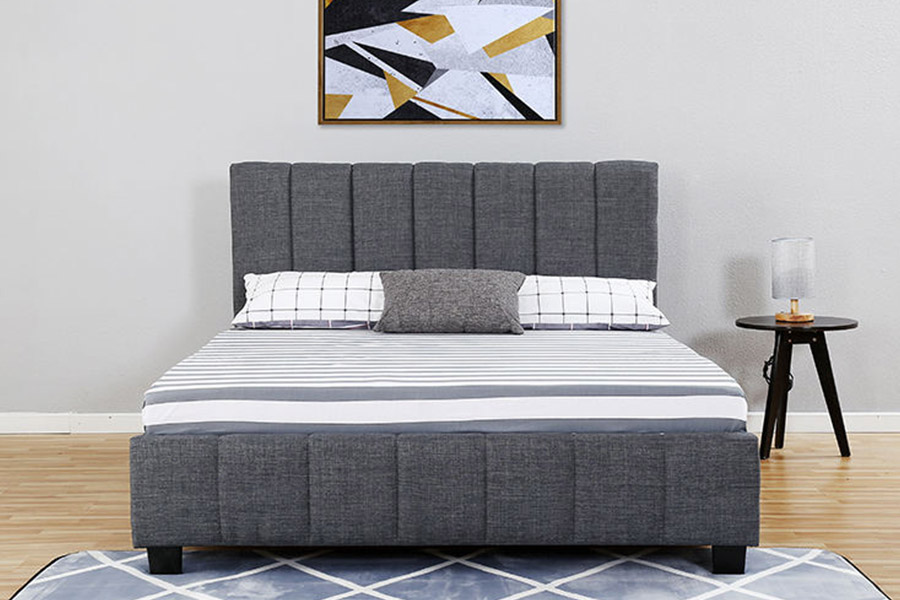 1333 Tempat Tidur Berlapis Kain Mewah Abu-abu Modern