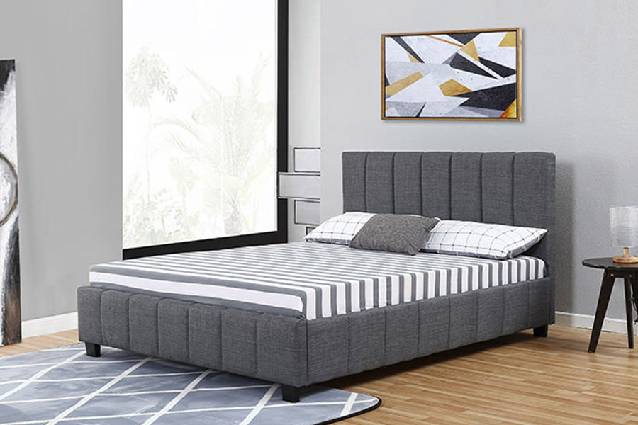 1333 Tempat Tidur Berlapis Kain Mewah Abu-abu Modern