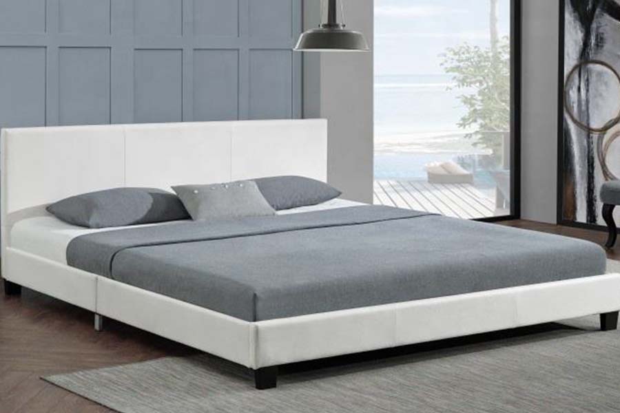 1864 Tempat Tidur Berlapis Kulit PU Desain Sederhana Modern