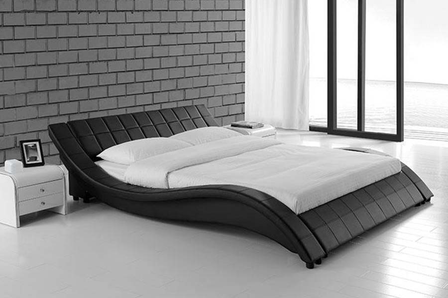 Tempat Tidur Berlapis Kulit Desain Melengkung Klasik 1840