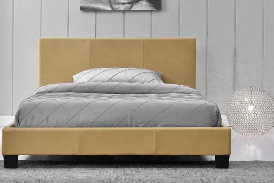 1864 Tempat Tidur Berlapis Kulit PU Desain Sederhana Modern