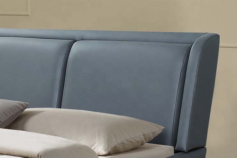 1584 Tempat Tidur Berlapis Headboard Lembut Kulit Hitam