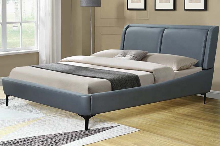 1584 Tempat Tidur Berlapis Headboard Lembut Kulit Hitam