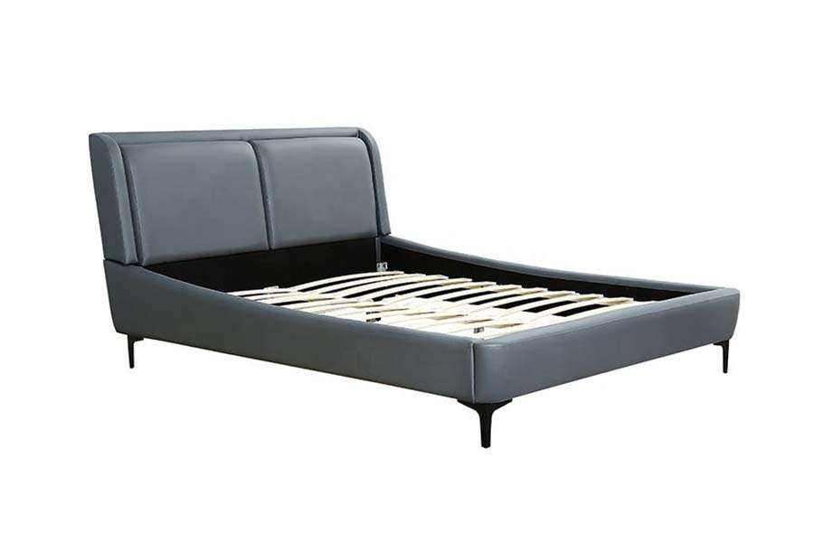 1584 Tempat Tidur Berlapis Headboard Lembut Kulit Hitam