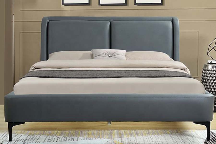 1584 Tempat Tidur Berlapis Headboard Lembut Kulit Hitam