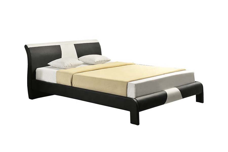 1857 Rangka Tempat Tidur Berlapis LED Kulit Imitasi Kontemporer Modern