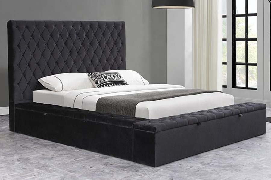 1578 Panel Kayu dan Tempat Tidur Berlapis Headboard Berumbai