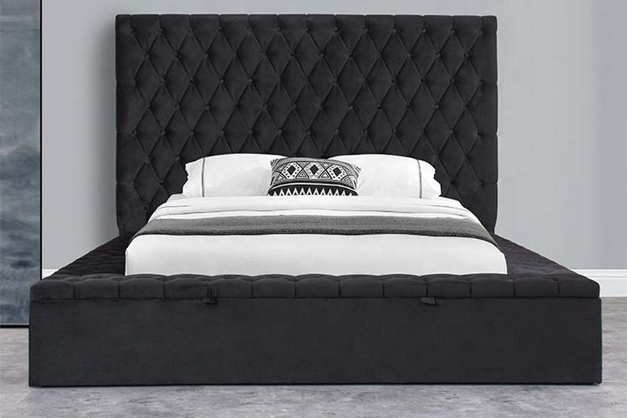 1578 Panel Kayu dan Tempat Tidur Berlapis Headboard Berumbai