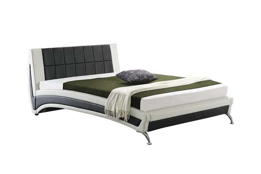 1857 Rangka Tempat Tidur Berlapis LED Kulit Imitasi Kontemporer Modern