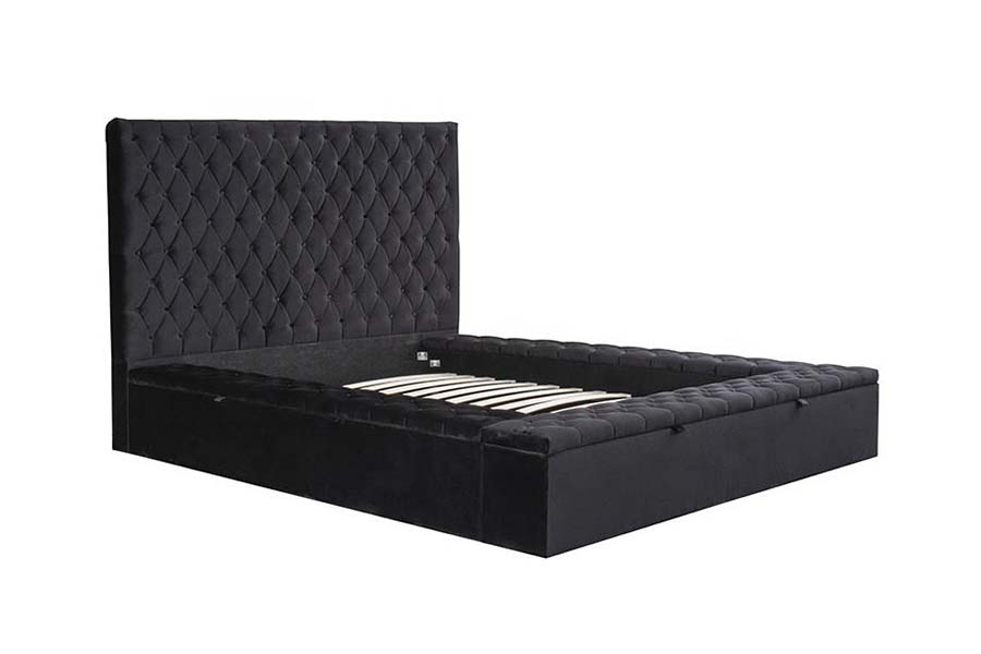 1578 Panel Kayu dan Tempat Tidur Berlapis Headboard Berumbai