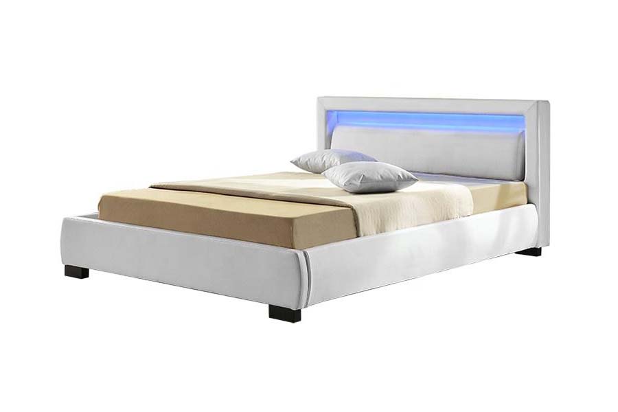 1857 Rangka Tempat Tidur Berlapis LED Kulit Imitasi Kontemporer Modern