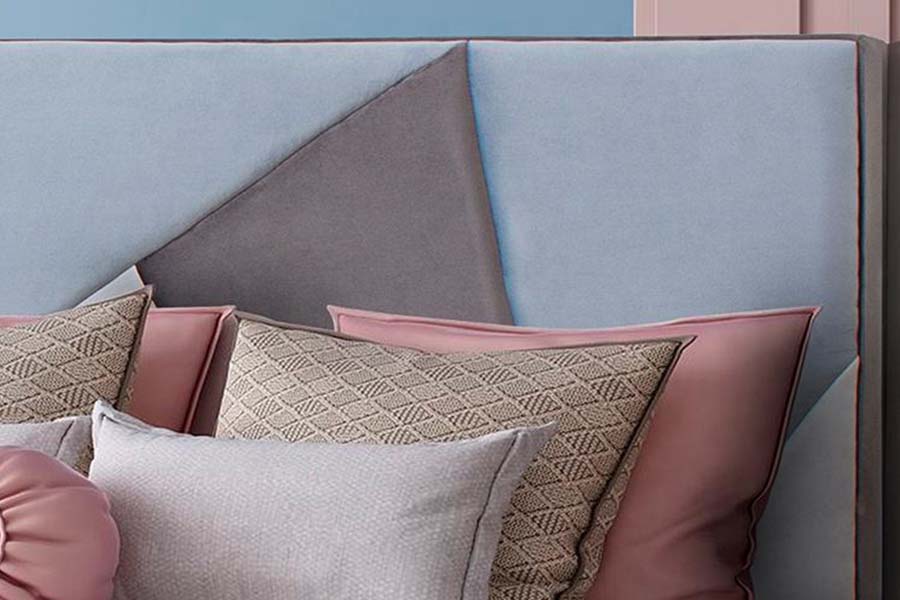 1571 Tempat Tidur Single Kulit Sintetis Tempat Tidur Anak Headboard Berkode Warna