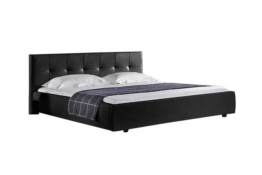 Rangka Tempat Tidur Berlapis LED Tempat Tidur Empuk PU Putih 1813