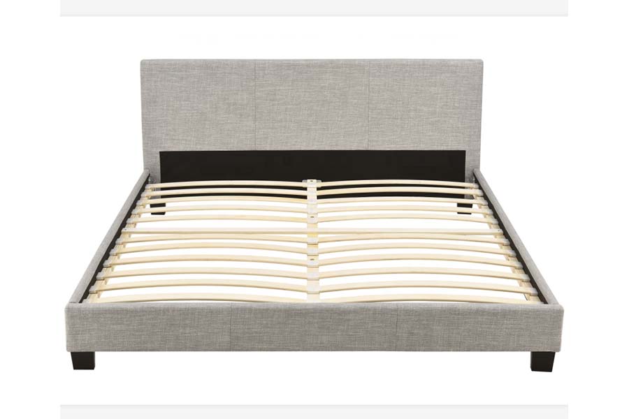 1803 Tempat Tidur Kain Linen Abu-abu Tempat Tidur Berlapis Lembut