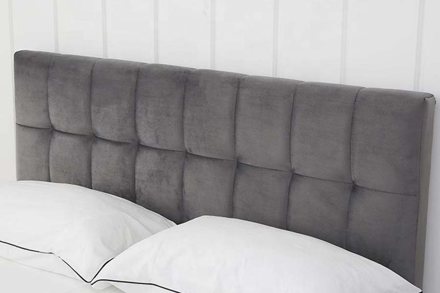 1555 Tempat Tidur Berlapis Kain Beludru Headboard Blok Persegi