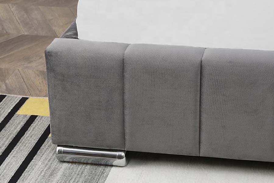 1555 Tempat Tidur Berlapis Kain Beludru Headboard Blok Persegi