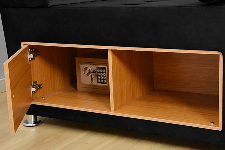 1550 Rangka Tempat Tidur Penyimpanan Berlapis Kain Kulit Ganda Modern