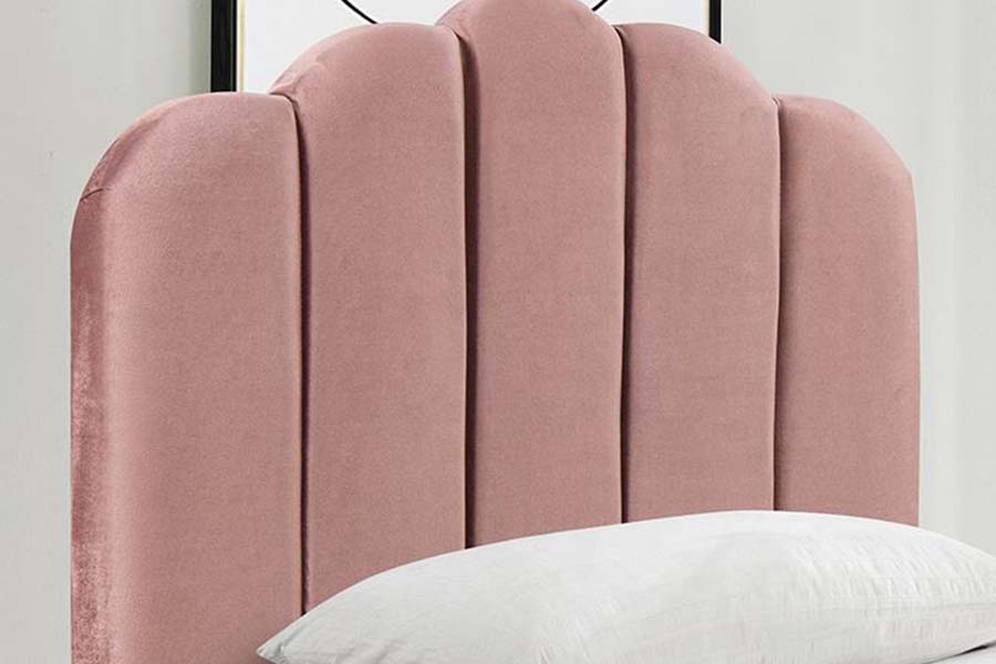 1655 Tempat Tidur Platform Kain Linen Merah Muda Tempat Tidur Berlapis
