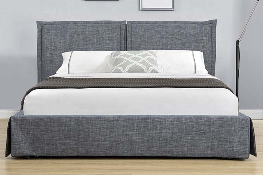 1530 Tempat Tidur Berlapis Kain Linen Rangka Tempat Tidur Penyimpanan Berlapis