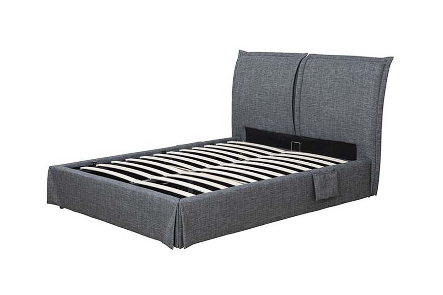 1530 Tempat Tidur Berlapis Kain Linen Rangka Tempat Tidur Penyimpanan Berlapis