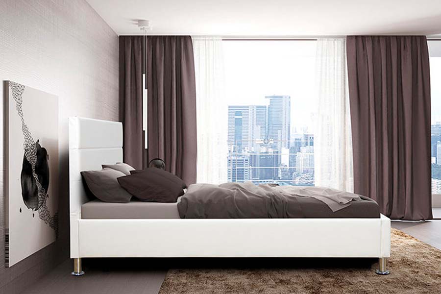 Tempat Tidur Berlapis Panel Headboard Blok Persegi 1639
