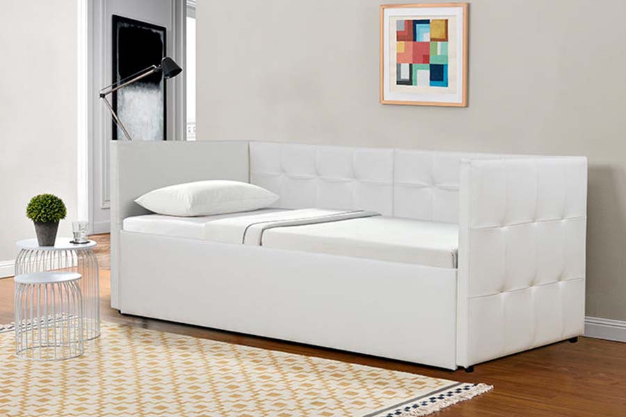 1637 Tempat tidur Sofa Kulit Lembut Trundle