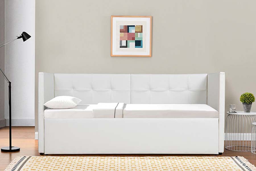 1637 Tempat tidur Sofa Kulit Lembut Trundle
