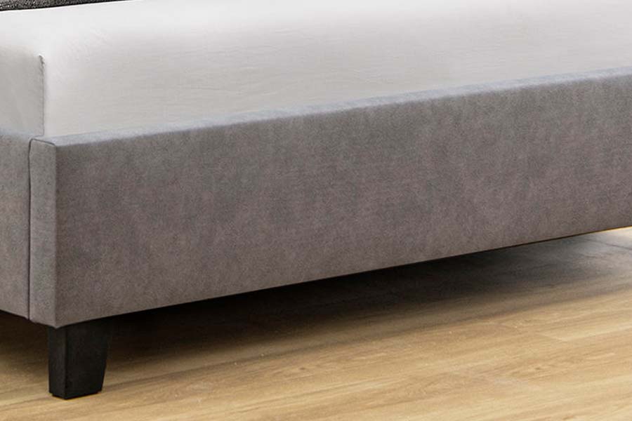 1618 Tempat Tidur Berlapis Beludru Kayu Solid Linen Ukuran Single