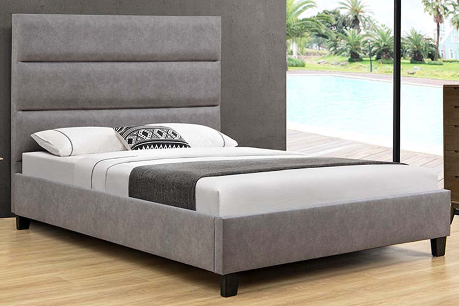 1618 Tempat Tidur Berlapis Beludru Kayu Solid Linen Ukuran Single