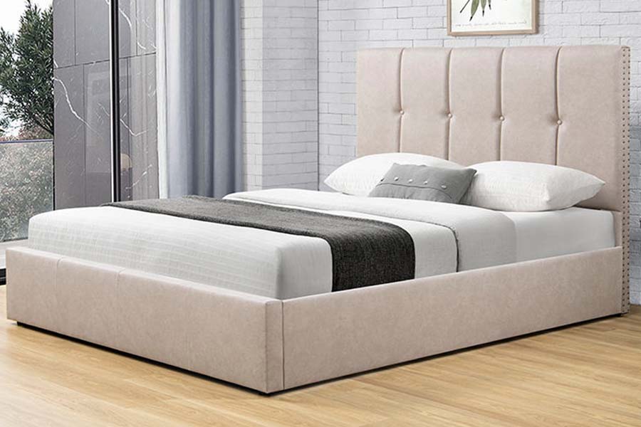 1616 Tempat Tidur Kain Lembut Ukuran King Desain Kancing Tempat Tidur Berlapis