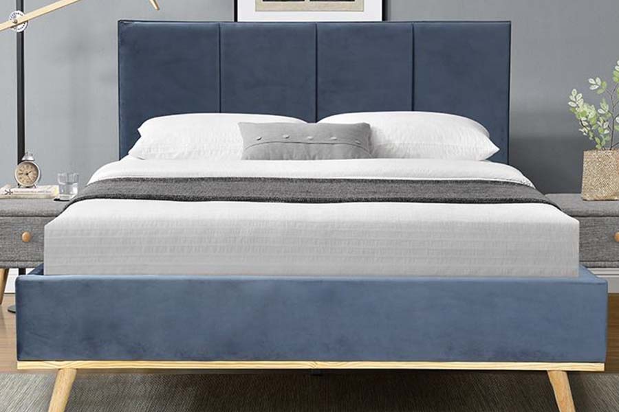 1495 Tempat Tidur Ganda Kain Rangka Tempat Tidur Tahan Lama Tempat Tidur Berlapis