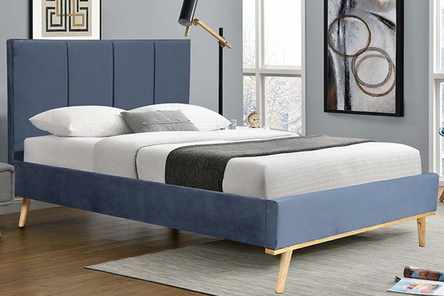 1495 Tempat Tidur Ganda Kain Rangka Tempat Tidur Tahan Lama Tempat Tidur Berlapis