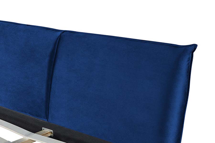 1494 Tempat Tidur Queen Kaki Kayu Tempat Tidur Berlapis Headboard Lembut Biru