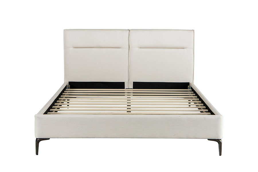 4266 Tempat Tidur Berlapis Kain Linen Beige Zip-Headboard