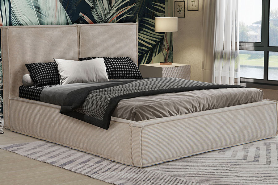 4213 Tempat Tidur Berlapis Desain Tahu Kain Korduroi