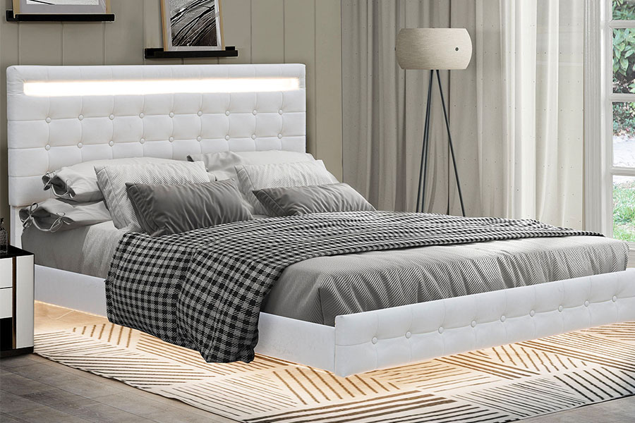 4209 Rangka Tempat Tidur Berlapis LED Ukuran King yang Dapat Disesuaikan