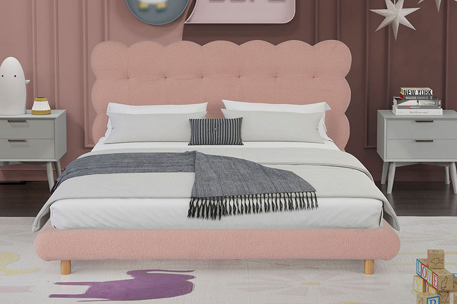 4134 Tempat Tidur Berlapis Berumbai Wol Sherpa Desain Prancis