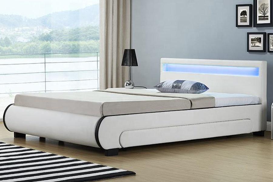 Laci Penyimpanan LED 1135-1D Tempat Tidur Kulit PU