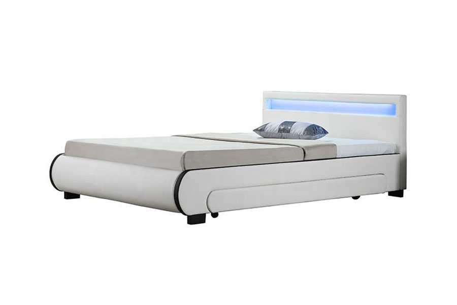 Laci Penyimpanan LED 1135-1D Tempat Tidur Kulit PU
