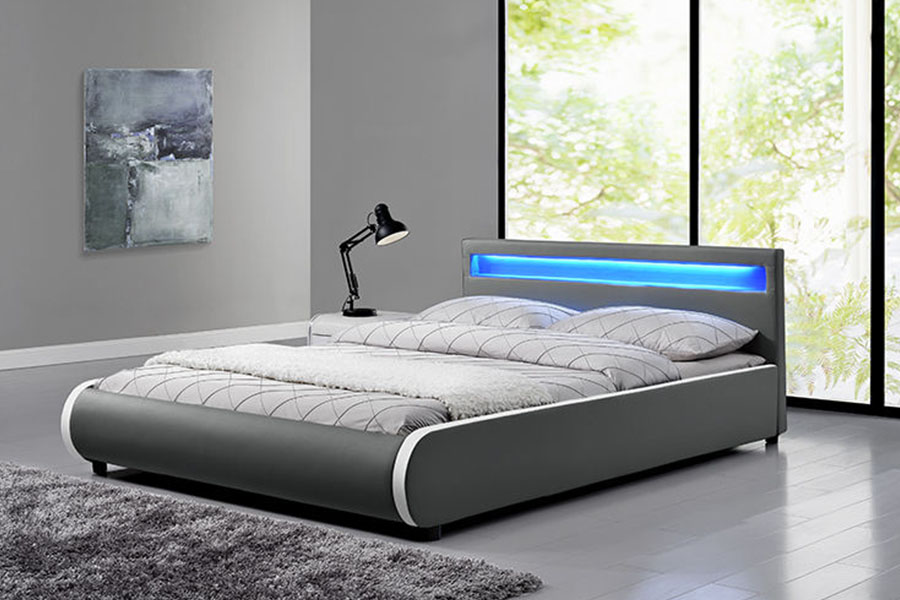 1125-1 Tempat Tidur Berlapis Kayu Solid Kulit PU Ganda