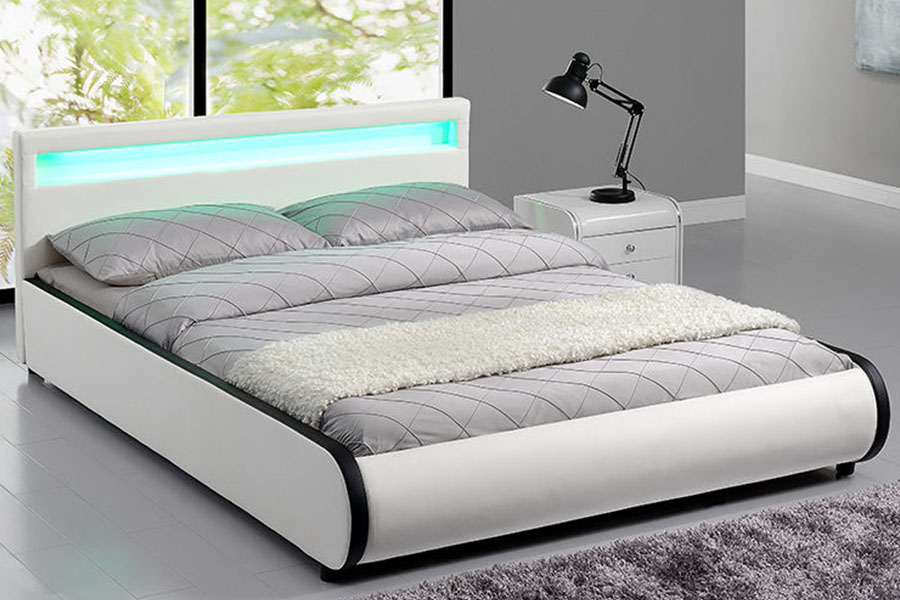 1125-1 Tempat Tidur Berlapis Kayu Solid Kulit PU Ganda