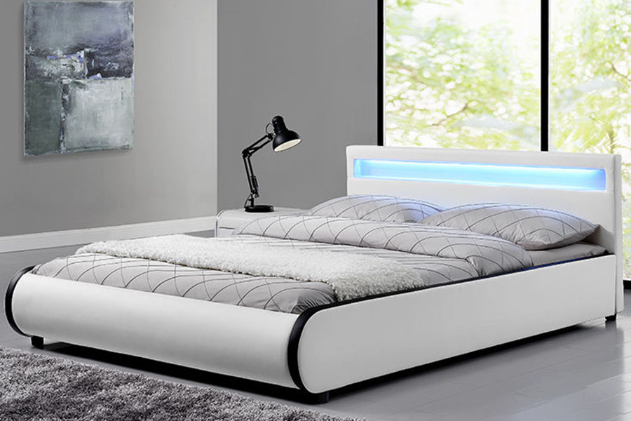 1125-1 Tempat Tidur Berlapis Kayu Solid Kulit PU Ganda